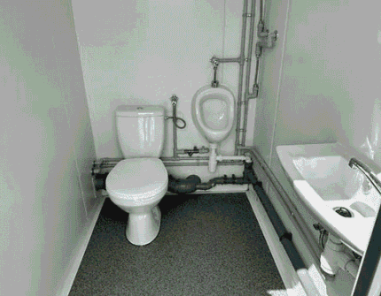 Conteneur Sanitaire 3 Cabines avec WC, Douche & Chauffe-Eau