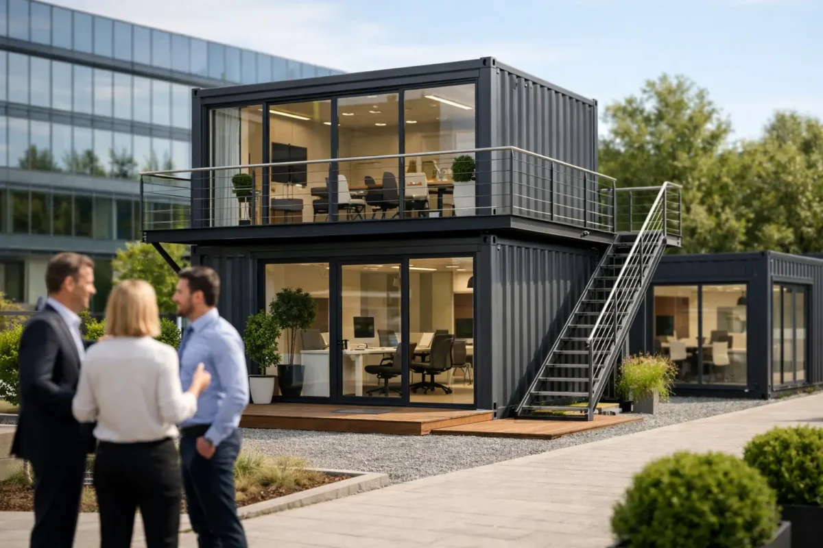 Exemple de bureau container en entreprise