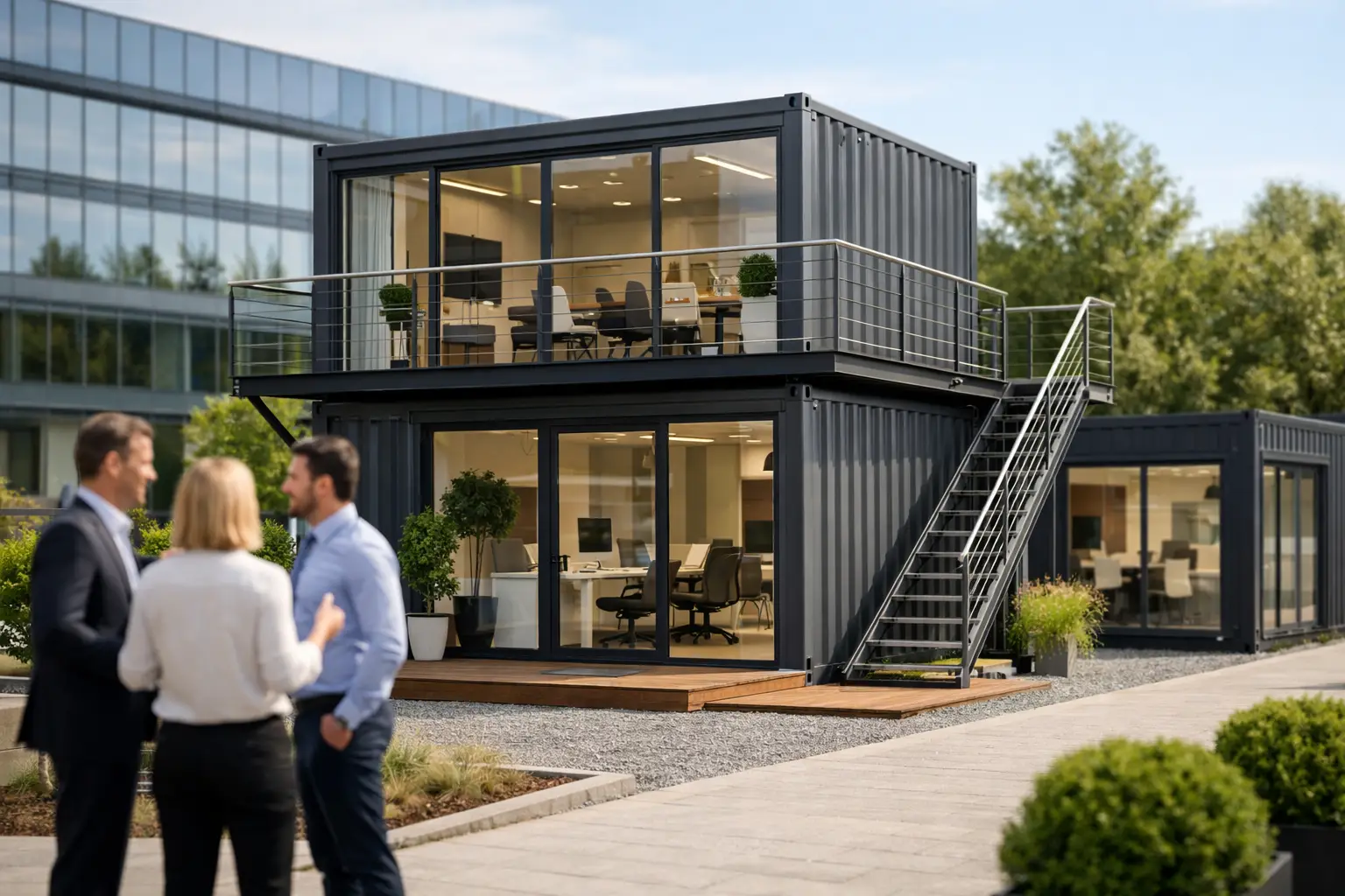 Exemple de bureau container en entreprise