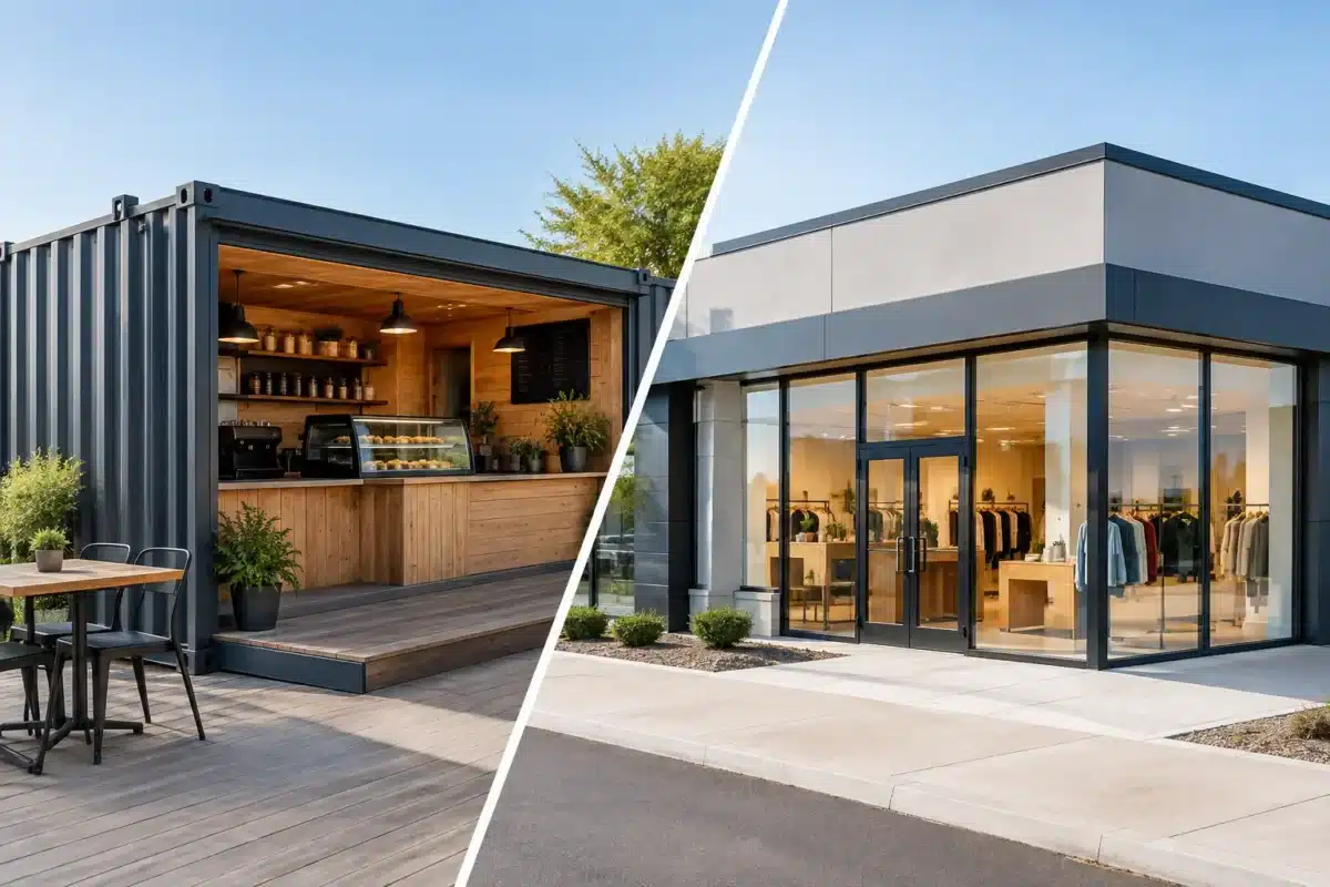 Conteneur aménagé versus local commercial